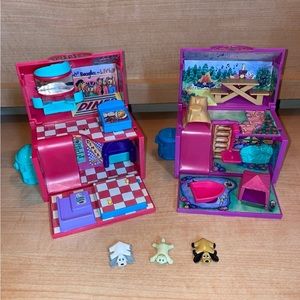 Vintage EUC Galoob Pound Puppies Playset Bundle Diner and Camp playsets